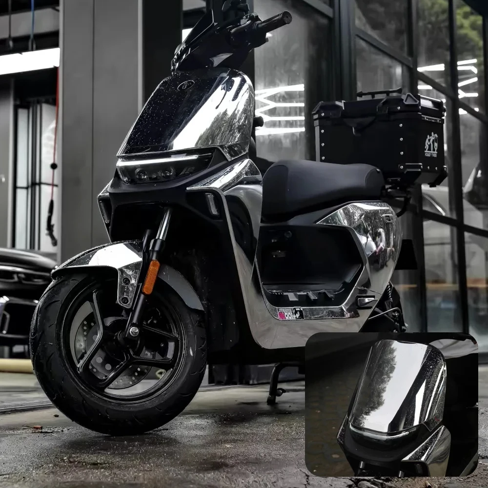 PET estensibile argento cromato pellicola in vinile foglio avvolgente adesivi per avvolgere l'auto accessori per auto tuning per moto pellicola per specchio cromato 5