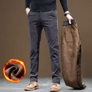 Nuovi pantaloni in pile da uomo pantaloni da lavoro casual da lavoro pantaloni slim dritti in velluto a coste invernale streetwear da esterno pantaloni sportivi spessi e caldi 1