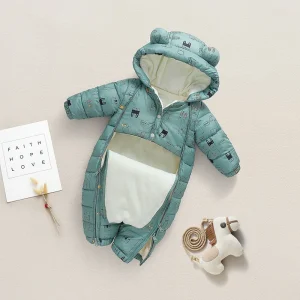 OLEKID 2025 Inverno Bambino Snowsuit Con Cappuccio Più Velluto Caldo Neonata Pagliaccetti Bambino Neonato Tuta Infantile Tute Invernali Cappotto 1