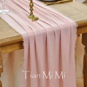 Runner da tavola in puro cotone Dust Pink Rustic garze Cloth Dining Retro Burr Texture Vintage Wedding Party lino decorazione natalizia 1