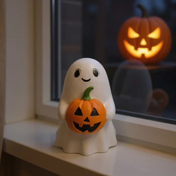 Statua di fantasma di Halloween con ornamento di zucca Decorazione creativa per il desktop della casa Decorazione per l'atmosfera della festa Regalo di festa 1