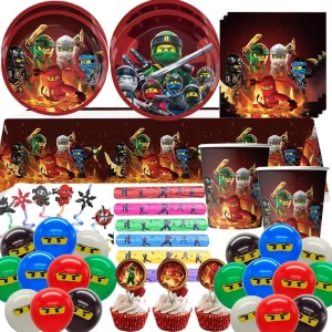 Set di stoviglie usa e getta per decorazioni per feste di compleanno Ninja, tovaglie, piatti, palloncini, braccialetti per bambini, bomboniere per baby shower 1