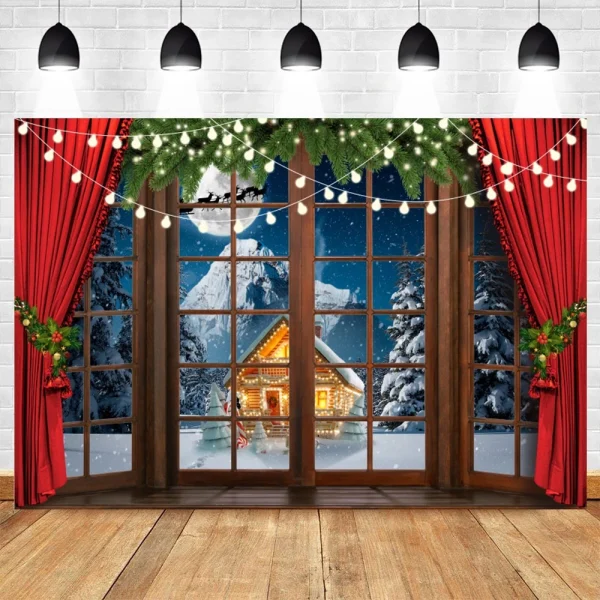 Sfondo di fotografia di natale camino in mattoni bianchi orso albero di natale sfondi bambini bambini festa in famiglia decorazioni per feste Banner 3