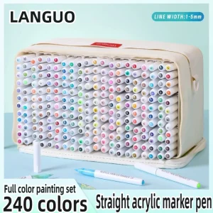 LANGUO 240/9 Colori Diretti Liquidi Vernice Acrilica Penne Pennello Pennarello per la Verniciatura di Vetro Ceramico FAI DA TE Rifornimenti di Arte di Cancelleria 1