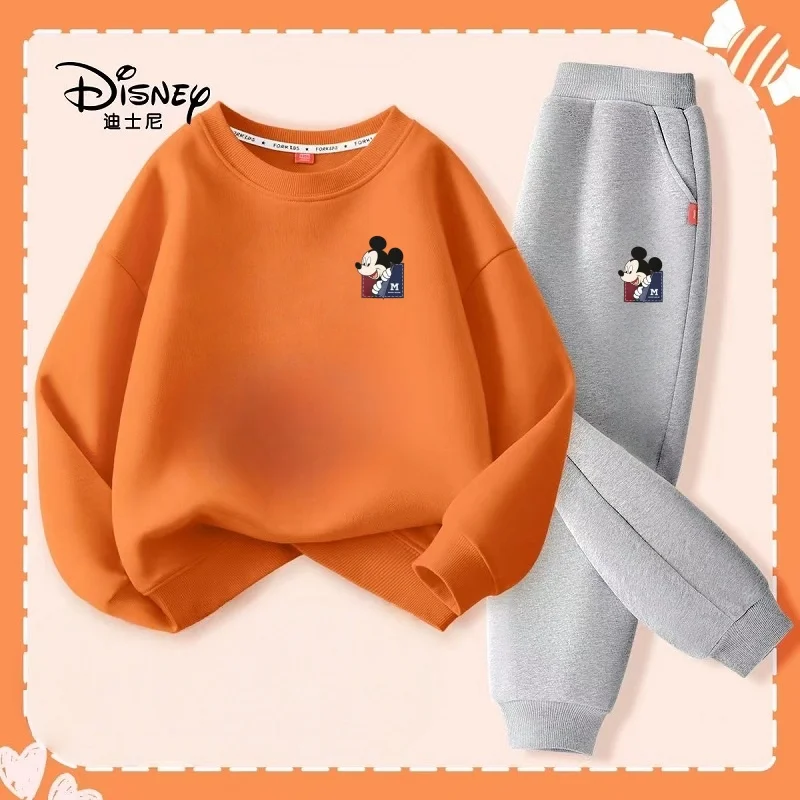 Set di vestiti per bambina autunnale per bambini Felpa con stampa Disney Topolino Top e pantaloni Fondo 2 pezzi Tuta in cotone per bambini 3