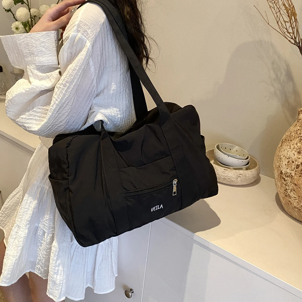 Borsa a tracolla semplice unisex Borsa da viaggio in tessuto Oxford Borsa da viaggio leggera in tinta unita Borsa da viaggio per brevi viaggi all'aperto 3