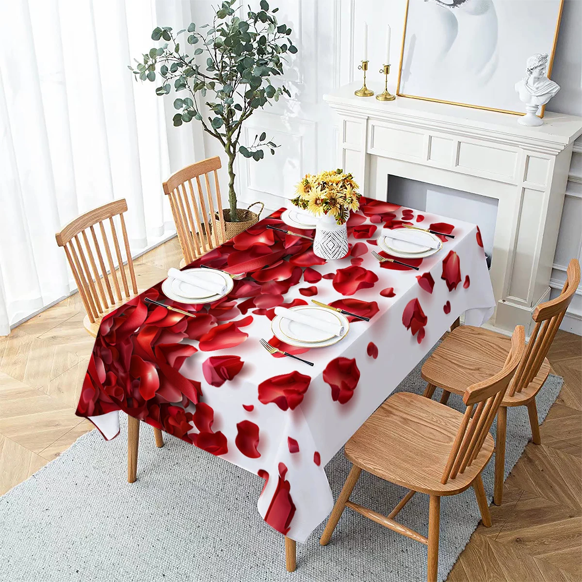 Comedthus Rose ortensia tovaglia rettangolare in poliestere impermeabile festa di compleanno forniture per feste da tavolo rettangolari 1