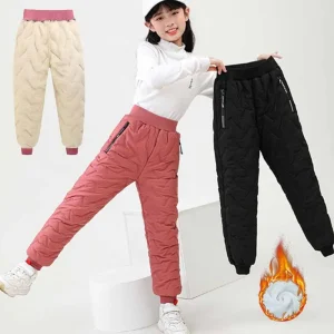 Pantaloni foderati in pile per ragazzi Pantaloni invernali imbottiti per ragazze Pantaloni addensati per bambini Pantaloni autunnali caldi in cotone casual Pantaloni per bambini 1