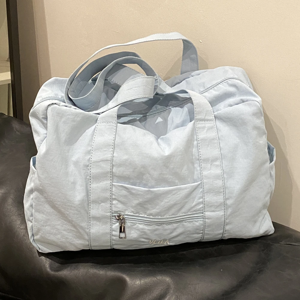 Borsa a tracolla semplice unisex Borsa da viaggio in tessuto Oxford Borsa da viaggio leggera in tinta unita Borsa da viaggio per brevi viaggi all'aperto 5