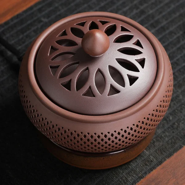 Set di bruciatori di incenso elettronici in legno di sandalo temporizzato con sabbia viola 110V/220V OUD Stufa per luce notturna con olio essenziale per la decorazione domestica 2