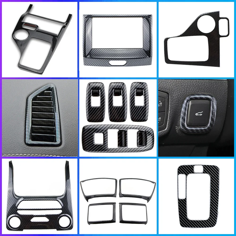 Accessori interni ABS per Ford Everest Ranger 2016 2017 2018 2019 2020 2021 LHD Decorazione auto in fibra di carbonio Adesivi Copertura 1