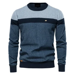 AIOPESON Maglione di cotone impiombato Uomo Casual O-Collo Pullover di alta qualità Maglioni lavorati a maglia Uomo Nuovo inverno Maglioni da uomo di marca 1