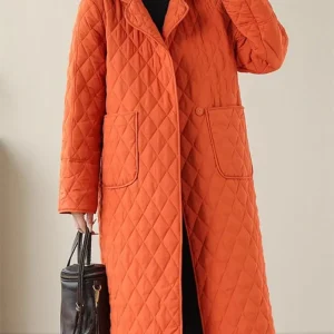 Piumino leggero in cotone da donna in autunno e inverno Cappotto trapuntato giacca a vento medio lungo allentato caldo casual A292 1