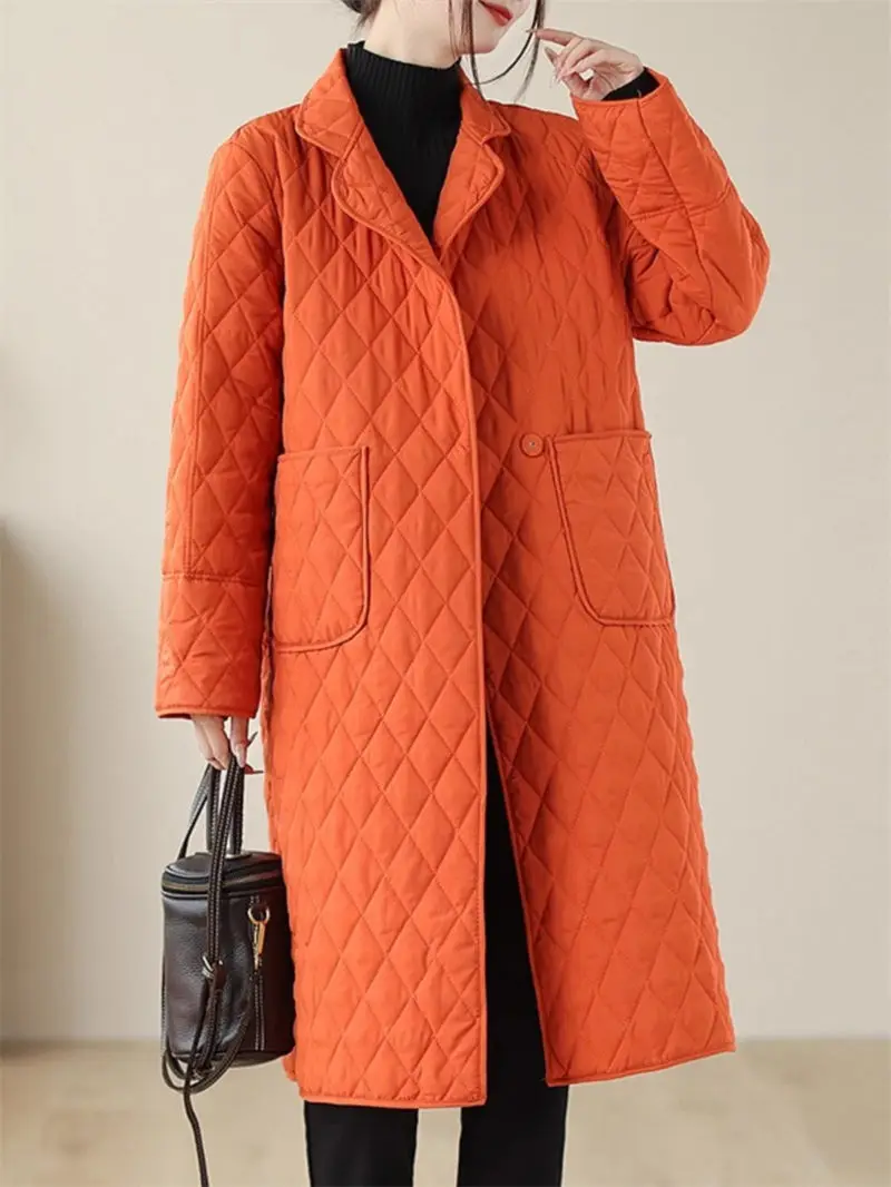Piumino leggero in cotone da donna in autunno e inverno Cappotto trapuntato giacca a vento medio lungo allentato caldo casual A292 1