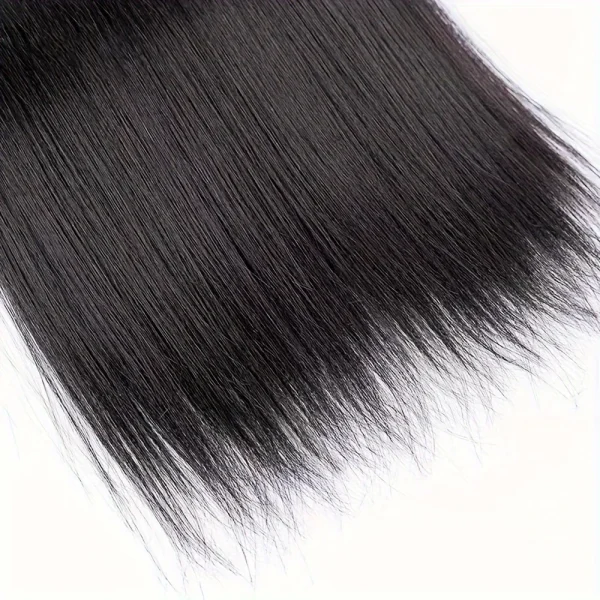 Estensioni del tessuto dei capelli sintetici lisci per le donne 60g clip facile nera naturale in fasci di capelli lunghi resistenti al calore non remy 5