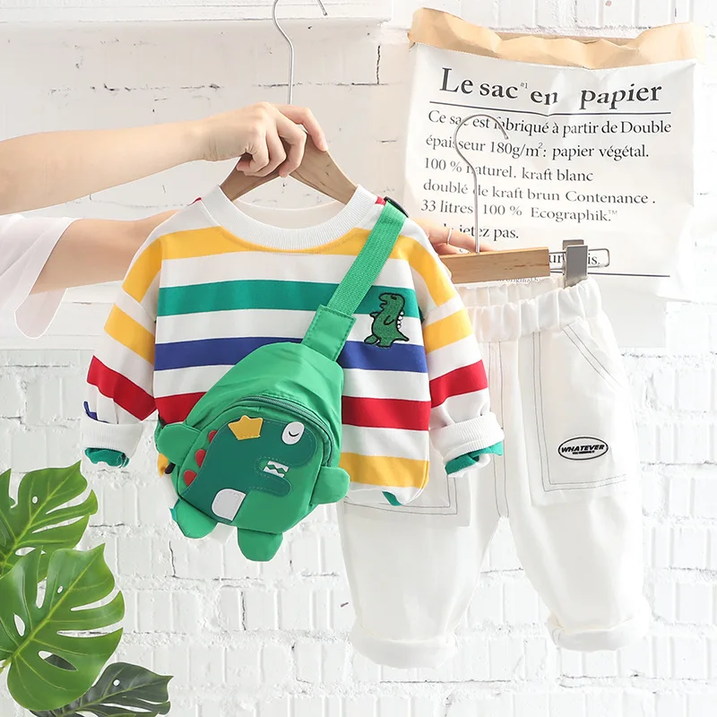 Nuova Primavera Autunno Vestiti Del Bambino Set Bambini Ragazzi T-Shirt A Maniche Lunghe Pantaloni 2 Pz/set Bambini Vestiti Per Ragazze Infantile Costume A Righe 4