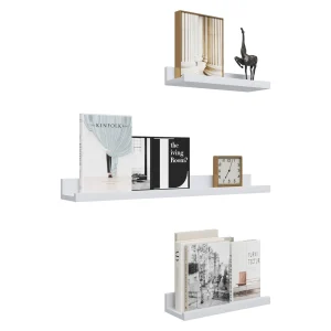 3 pz/set bianco galleggiante appeso mensola a muro MDF immagine rivista foto scaffale per soggiorno cucina camera da letto ufficio 1