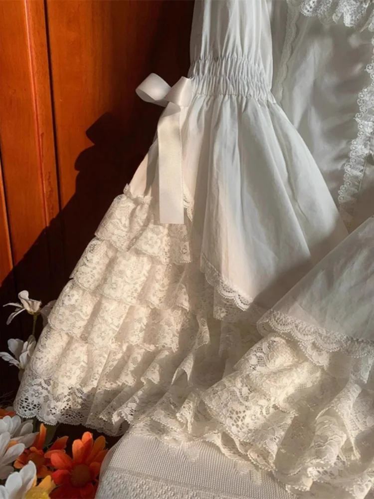 Ragazza giapponese Kawaii Dolce e carino Lolita Camicia a maniche svasate Autunno Y2k Estetica Patchwork di pizzo Camicetta Top Donna JK Blusas allentate 4