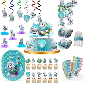 Paw Patrol Tema Everest Decorazione di compleanno Angolo Stoviglie usa e getta Piatto Tovaglia Baby Shower Bambini Ragazze Forniture per feste 1