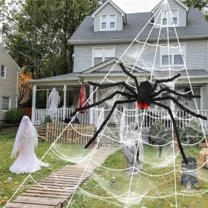 Ragno gigante ragnatela enorme decorazione di Halloween puntelli Haunted Indoor Outdoor spettrale peluche grande Araneid Prank Trick Supplies 1