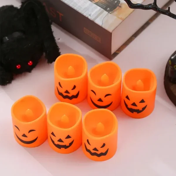 Lanterna di zucca Luce di candela Teschio di Halloween Fantasma Lampada per bambini Regalo per la camera da letto Decorazione per feste in giardino Luce d'atmosfera 5