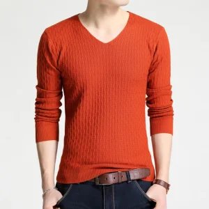 Pullover tinta unita uomo maglione con scollo a V camicia a maniche lunghe da uomo maglioni da uomo 2023 autunno abito Casual maglieria in Cashmere di marca 1