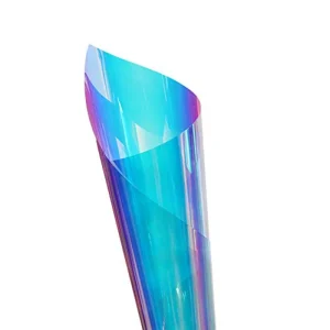 Pellicola per vetri camaleonte blu pellicola trasparente effetto arcobaleno pellicola adesiva statica in PVC olografico per la decorazione domestica del vetro fai da te 1