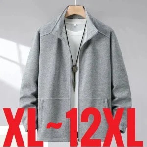 Giacca primaverile da uomo di taglia extra grande Colletto alla coreana Cappotto con zip da uomo Plus Large 10XL 12XL Capispalla da lavoro alla moda casual allentato 1