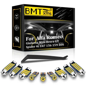 BMTxms Kit luce interna a LED per Alfa Romeo Giulietta Mito Brera GT Spider Giulia 4C Stelvio 147 156 159 166 Lampadine per auto Canbus 1