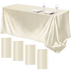 Tovaglia rettangolare in raso Tovaglia per matrimonio bianca per Natale Baby Shower Eventi di compleanno Banchetto Decorazioni per il tavolo da pranzo per la casa 1