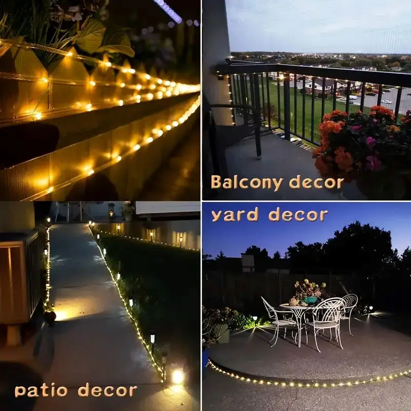 8 modalità di luci decorative stradali impermeabili per luci a tubo solare Luci decorative per matrimoni e festival (50/100/200/300 LED) 4