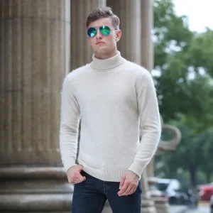 Autunno Inverno Uomo Collo Alto Pullover Maglione Lavorato A Maglia 100% Visone Cashmere A Maniche Lunghe Allentato Business Casual Caldo Top Nuovi Stili 1