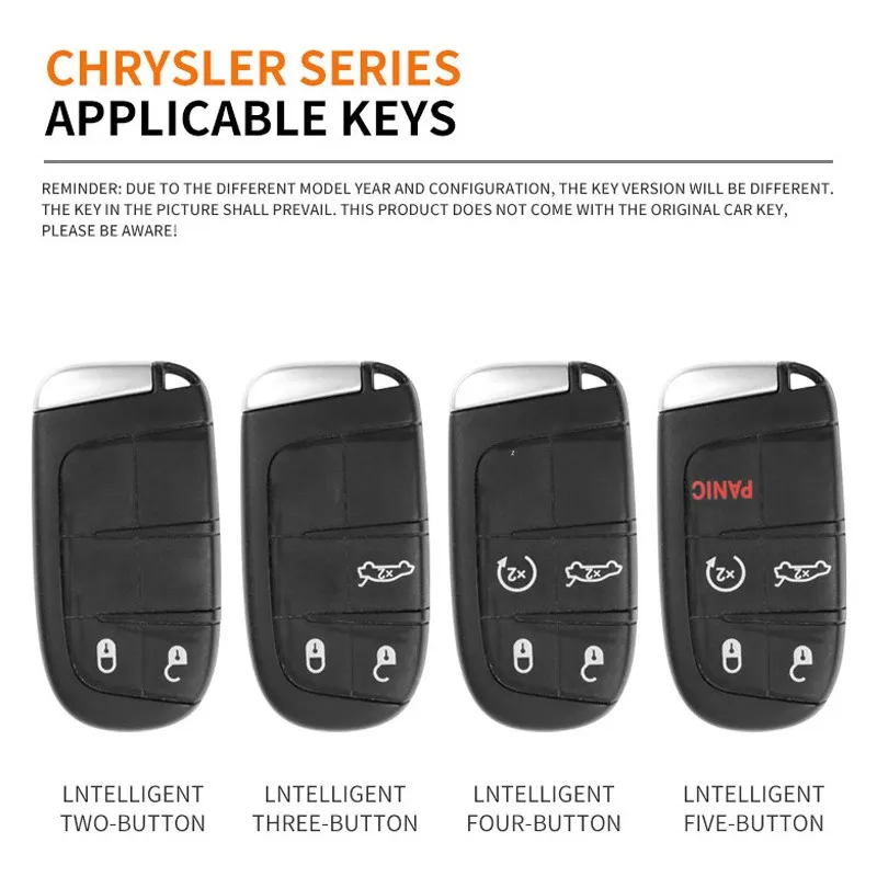 Custodia protettiva per chiave remota intelligente per auto in pelle in lega di zinco Shell per Chrysler 200 300 300C Wrangler Accessori portachiavi automatico 2