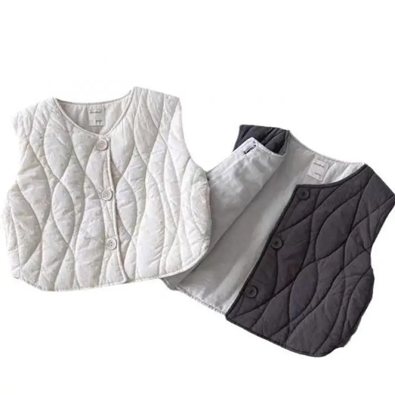 2025 inverno nuovo bambino senza maniche gilet caldo solido bambini ragazzi ragazze gilet spesso antivento infantile giacca calda cappotto vestiti per bambini 6