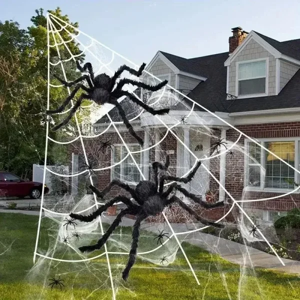 Ragno di peluche super grande realizzato in filo e peluche in stile nero e multicolore per decorazioni per feste o Halloween 1 pezzo 30 cm, 50 cm, 75 cm 1