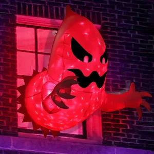 Fantasma gigante per finestra grande da 70 cm Fantasma spaventoso di Halloween che scorre fuori dalla finestra Gonfiabile per feste fuori dal cortile Decorazione del prato del giardino 1