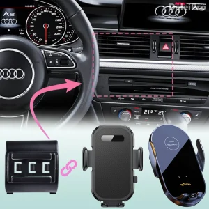 Per Audi A6 C7 2012-2015 2016 2017 2018 Supporto per telefono per auto Supporto per telefono di ricarica wireless Speciale Base fissa Interni Accessori 1