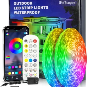 Strisce luminose a LED per esterni da 100 piedi impermeabili, controllo app Bluetooth Luci a corda a LED per esterni RGB da 50 m per ponte, balcone, tetto da giardino 1