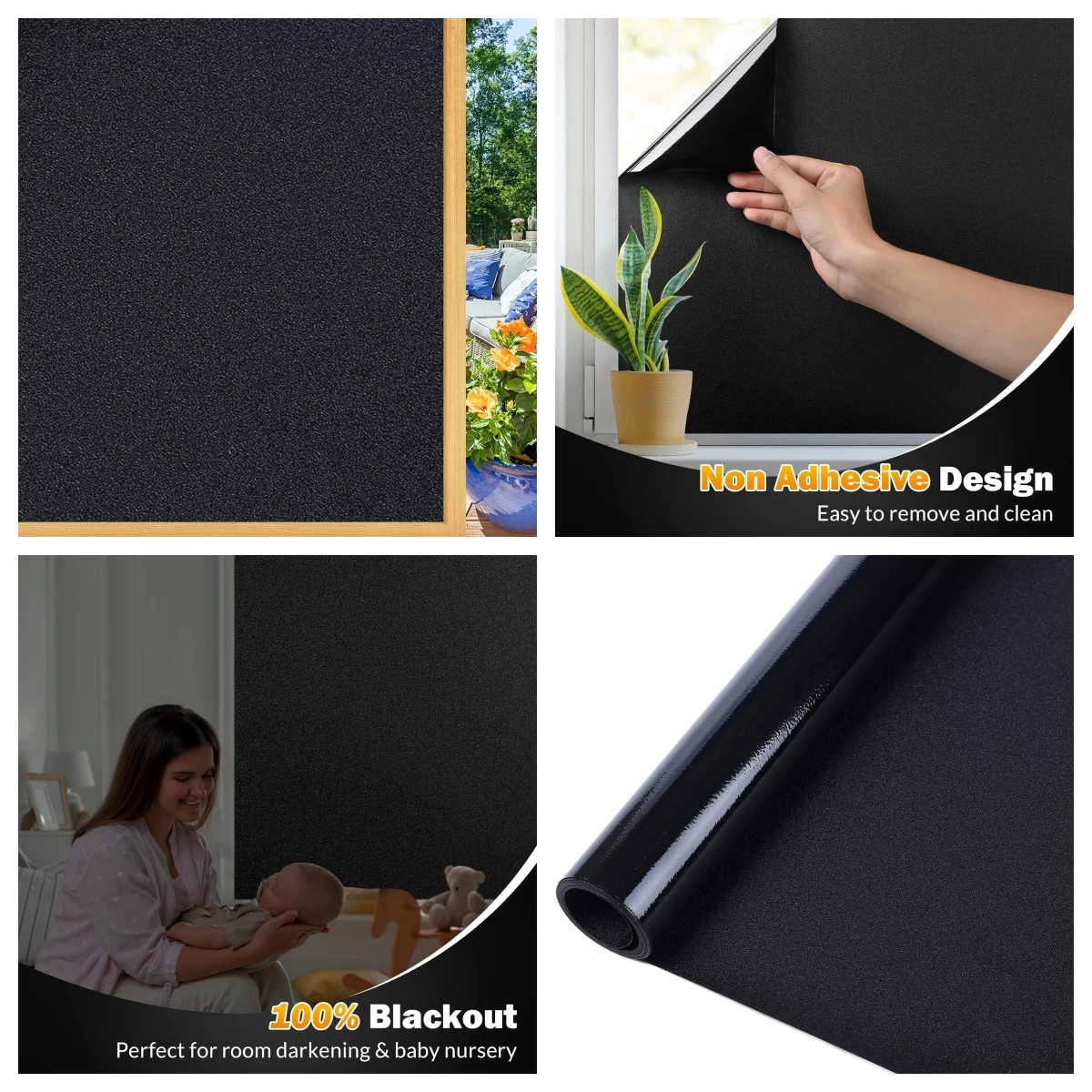 Pellicola per privacy per finestre smerigliata larga 75/90 cm, pellicole per vetri non adesive per finestre, adesivi per finestre rimovibili ad aggancio statico per il controllo del calore 5