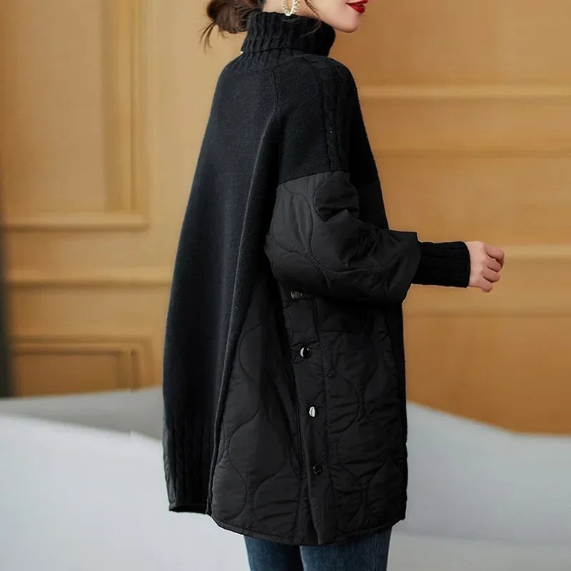 Maglione ispessito di media lunghezza da donna autunno/inverno nuovo stile polo taglie forti/collo tartaruga caldo top in maglia a maniche lunghe alla moda 4