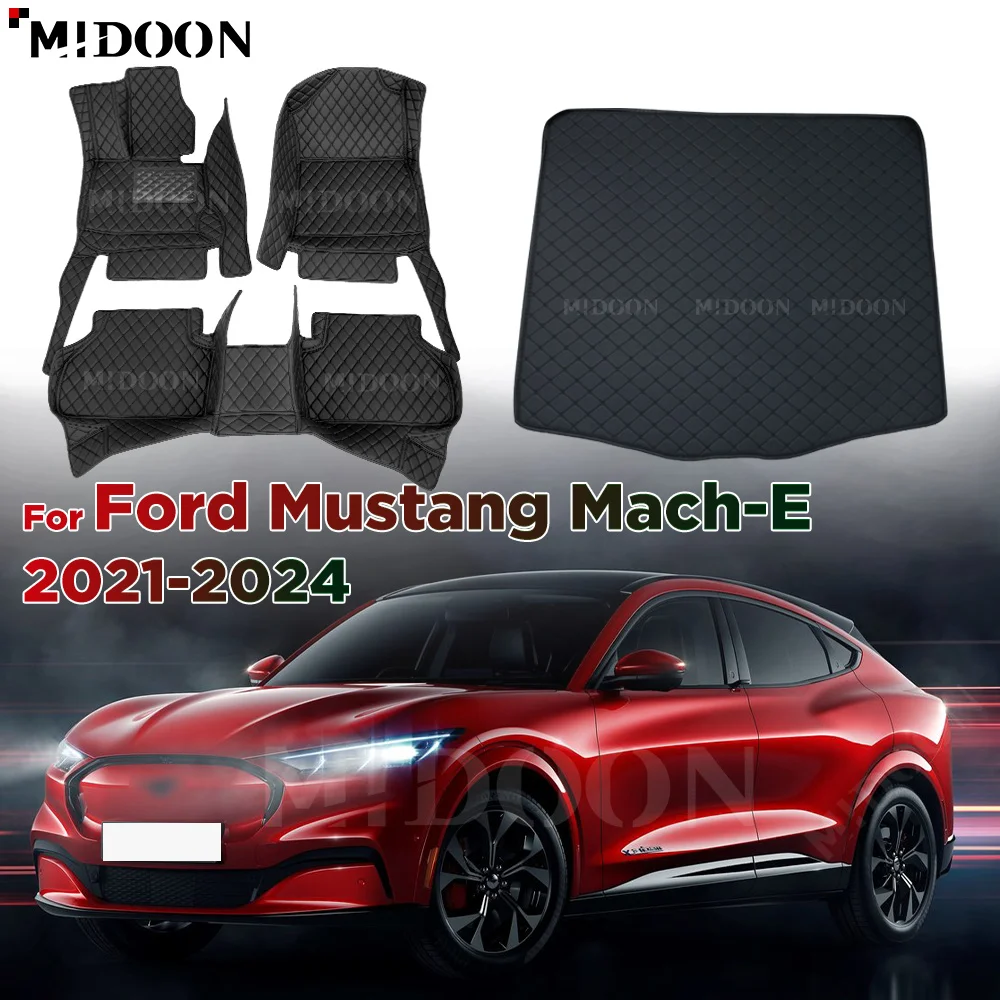 Per Ford Mustang Mach-E 2021 2022 2023 2024 Tappetini per bagagliaio di un'auto Tappetino personalizzato Tappetini per piedi per auto Copertura per tappeti Accessori interni 1