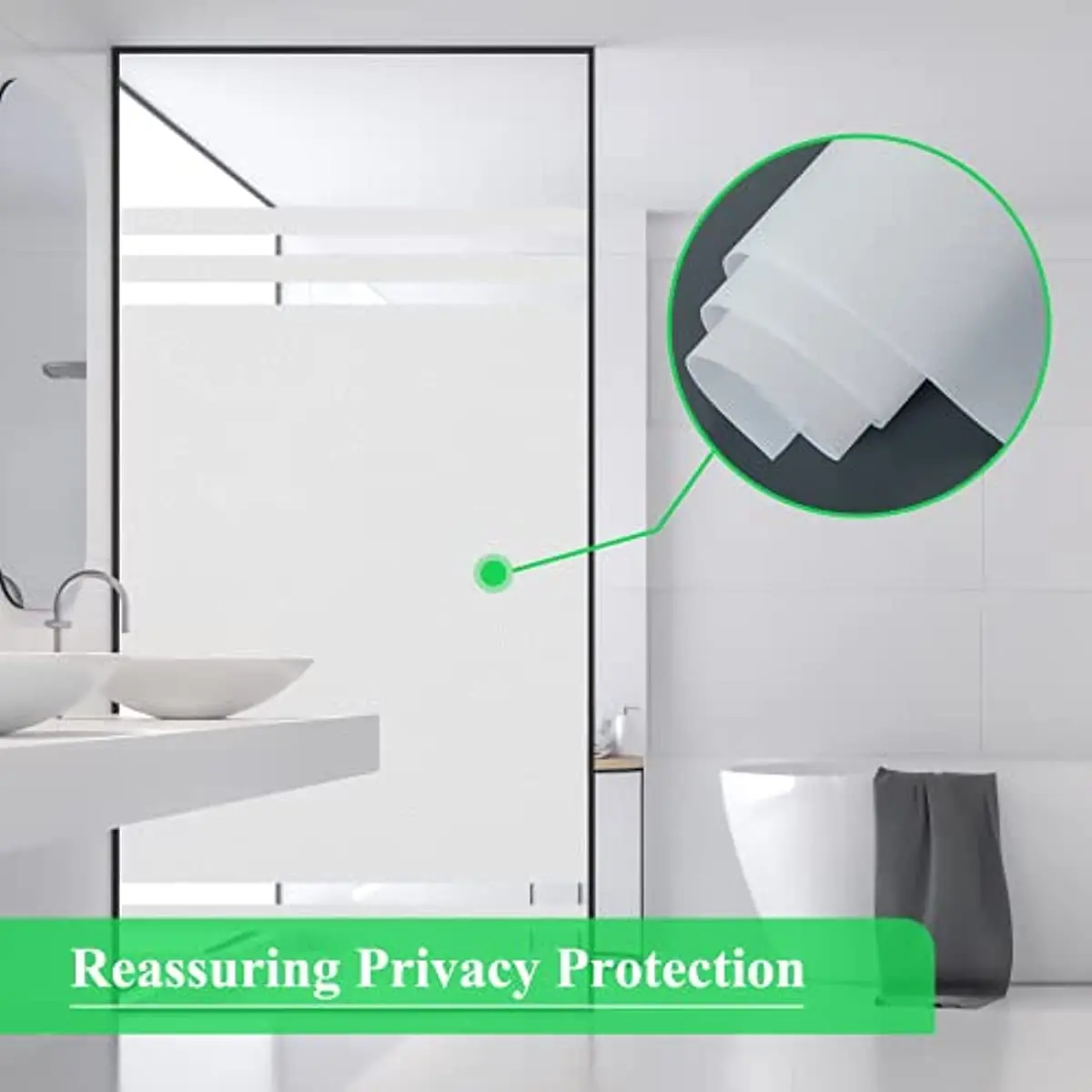 Pellicola per la privacy delle finestre Rivestimento in vetro rimovibile satinato per bagno Adesivo per porta con controllo del calore adesivo statico opaco per l'home office 6