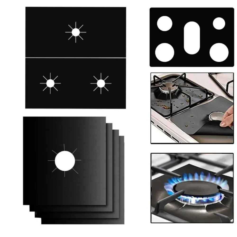 Copertura protettiva per fornello a gas Fodera antiaderente per bruciatore da piano cottura Resistente al calore Olio Lavabile Riutilizzabile Tappetino da cucina Piano cottura Tappetino pulito 1