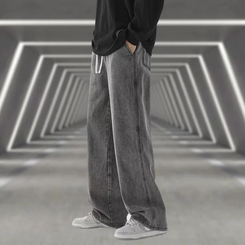 Jeans da uomo 2025 Stile caldo invernale Stile coreano Street Hip-hop Pantaloni in denim larghi Pantaloni in lana di velluto Nero Azzurro 5