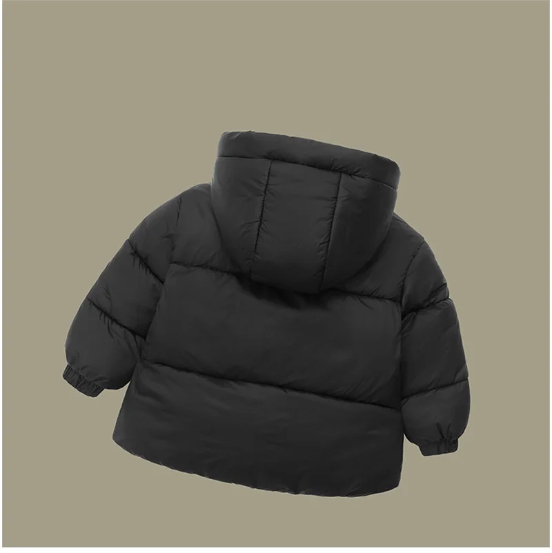 Piumini per bambini Ragazzi Cappotti spessi e caldi Bambini Capispalla invernale con cappuccio Ragazze Moda Parka tinta unita Nuovi vestiti per bambini 5