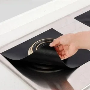 Set da 2 pezzi Tappetino di protezione per fornello a gas Tappetino a prova di olio Adesivo per fornello resistente alle alte temperature Tappetino di protezione per fornello a gas Utensili da cucina 1