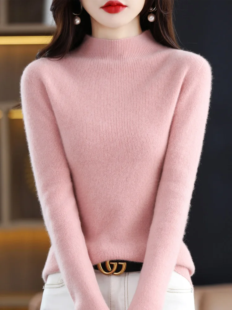 maglione da donna 100% lana merino collo a lupetto pullover in cashmere manica lunga ropa mujer qualità di base primavera autunno abbigliamento top 5