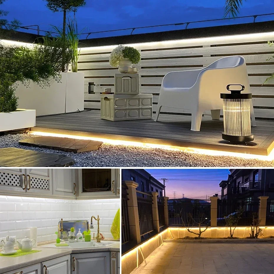 35M 20M COB Luce di striscia Tubo in silicone puro 288LED/M Lampada a stringa flessibile ad alto lume 220V 110V Impermeabile per Villa Giardino Cortile 6