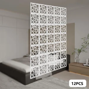 Schermo divisorio per stanza sospesa da 12 pezzi 29 * 29 cm Pannello sospeso per la decorazione del bar dell'ufficio dell'hotel domestico Bianco sospeso / montato a parete 1