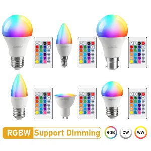 Lampada LED RGB Faretto Lampadina E27 E14 GU10 B22 AC120V 230V Bombillas LED 6W 10W Telecomando IR Led Smart RGBW Lampada Decorazioni per la casa 1